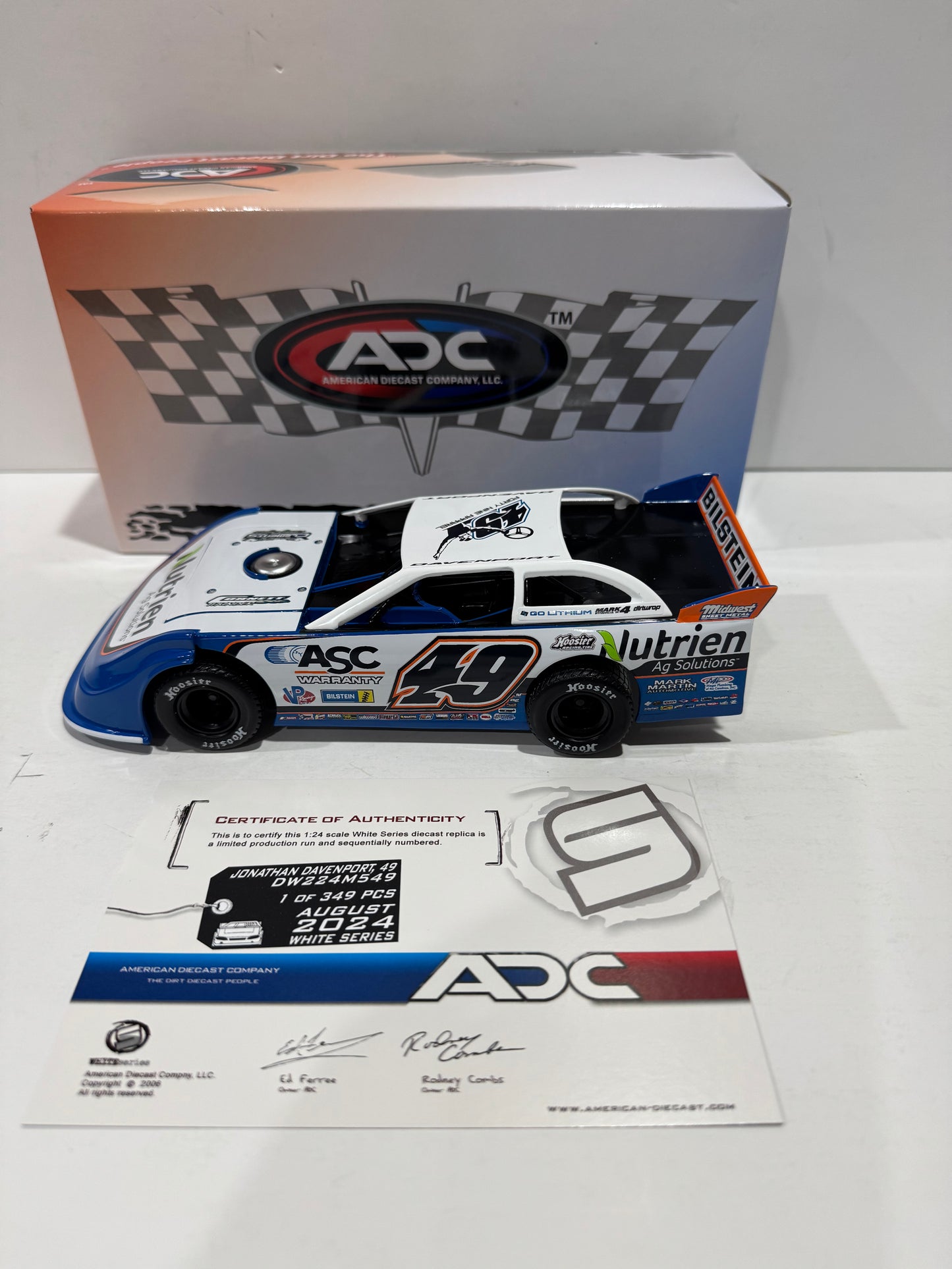 1/24 ADC Johnathan Davenport #49 Nutrien Ag Solutions 2024 Dirt Late Model