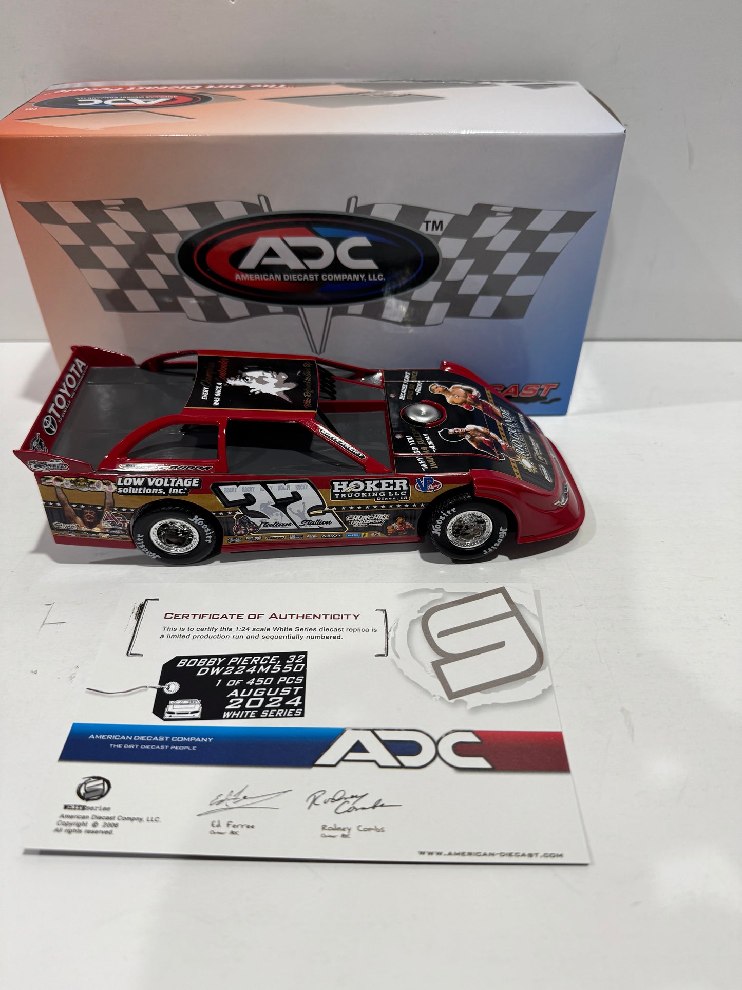 1/24 ADC #32 Bobby Pierce Rocky World 100 Winner Hoker Trucking Low Voltage Dream 2024 Dirt Late Model