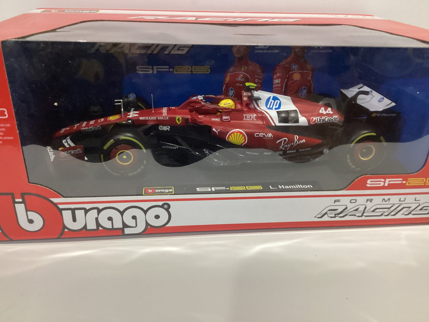 1/18 Burago Lewis Hamilton #44 UniCredit Ray Ban 2025 Formula I