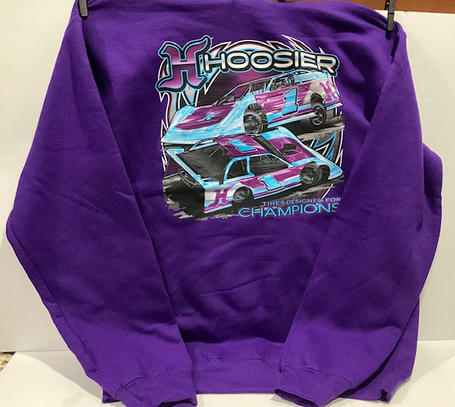 New Gildan Heavy Blend Hoosier Purple Dirt Late Model Hoodie Sweatshirt