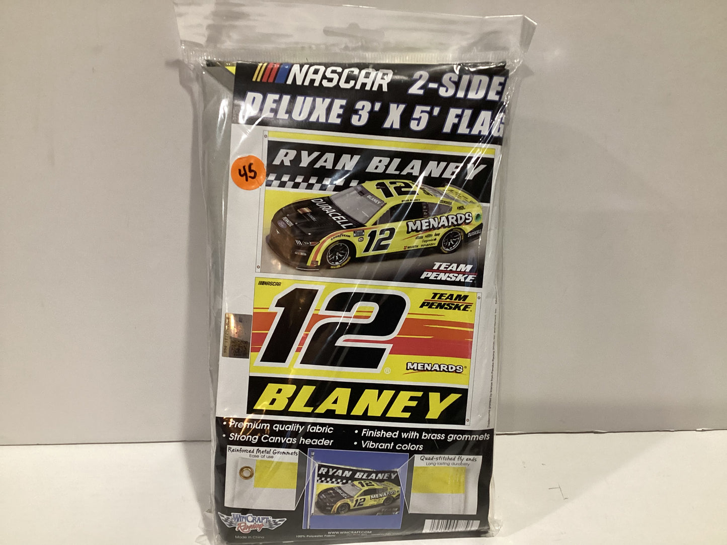 WinCraft Racing Deluxe 2-Sided 3'x5' #12 Ryan Blaney Menards Team Penske Flag