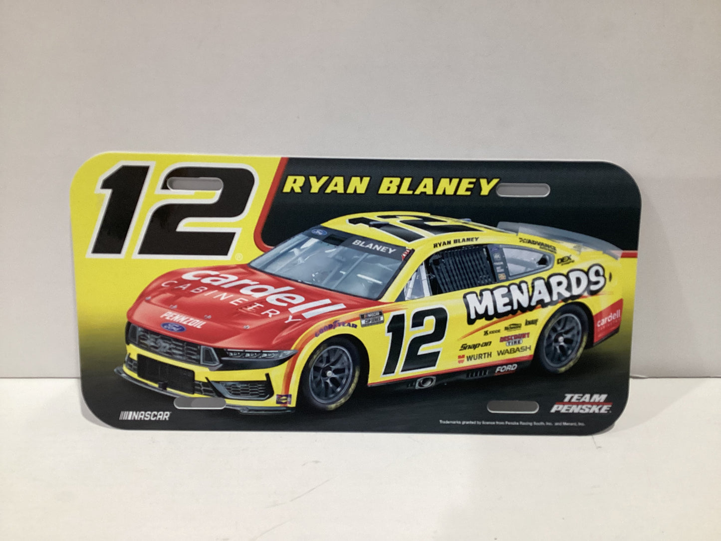 Hendrick Motorsports #12 Ryan Blaney Menards License Plate