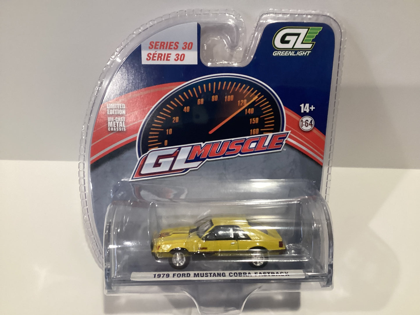1/64 Greenlight GL Muscle 1979 Yellow Ford Mustang Cobra Fastback