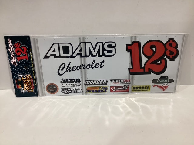 Sprint Legends Shane Carson #12$ Adams Chevrolet Wing Board