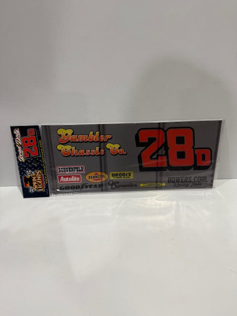 Sprint Legends Brad Doty #28D Bowers Coal Gambler Chassis Wing Board