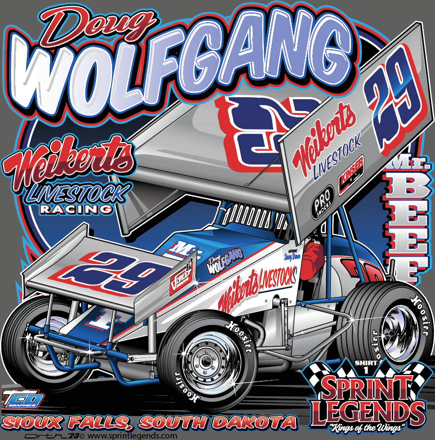 Doug Wolfgang #29 Weikerts Livestocks Racing Sprint Legends T
