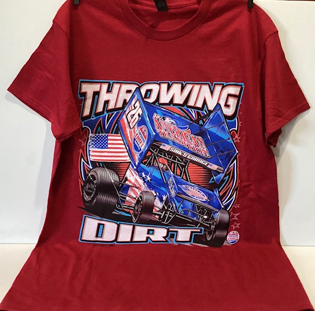 NEW! Throwing Dirt American Tradition 2026 Sprint Car Gildan Ultra Cotton Red T-shirt