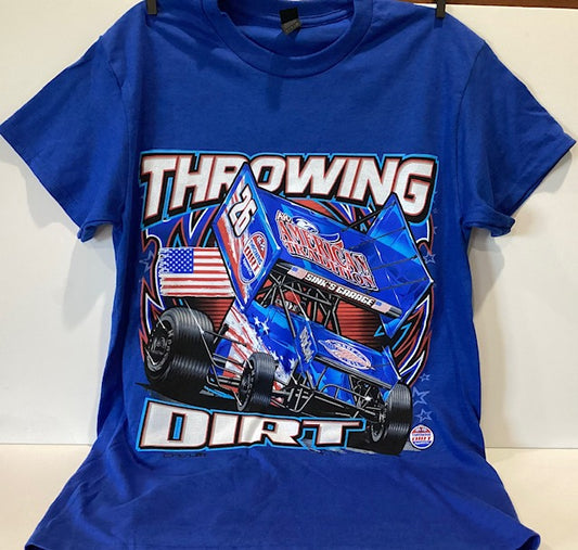 NEW! Throwing Dirt American Tradition 2026 Sprint Car Gildan Ultra Cotton Blue T-shirt