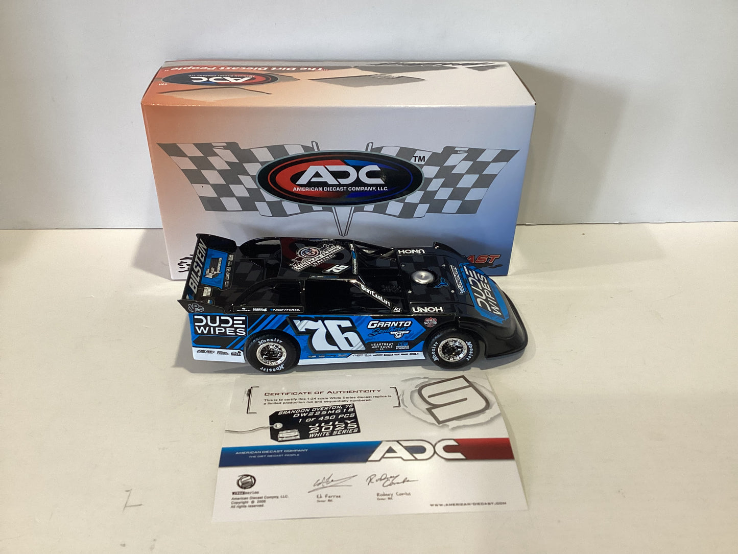 1/24 ADC Brandon Overton #76 Dude Wipes 2025 Dirt Late Model