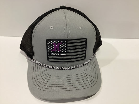 Hoosier Gray/Black American Flag Adjustable Trucker Hat