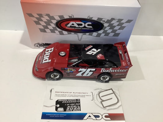 1/24 ADC Brandon Overton #76 Budweiser 2026 Dirt Late Model
