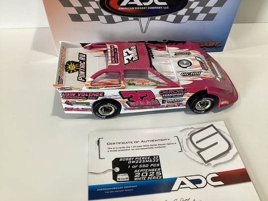 1/24 ADC Bobby Pierce #32 Low Voltage Solutions Churchill Transport Pink World 100 Longhorn 2025 Dirt Late Model