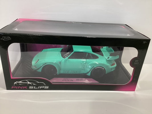 Jada Pink Slips 1/18 Metallic Teal Green Kei Kishi Porsche RWB Body Kit