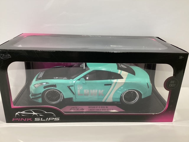 Jada Pink Slips 1/18 Teal & Black Nissan GT-R (R35) w/LBWK Boby Kit 2 ...