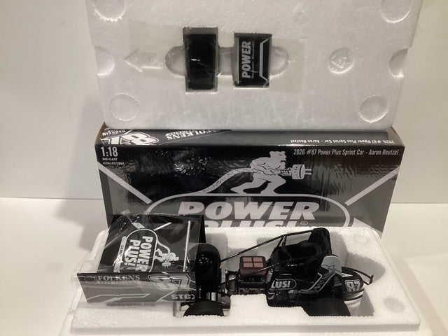 1/18 ACME 2026 #87 Aaron Reutzel Power Plus Folkens Brothers Black Racing Sprint Car